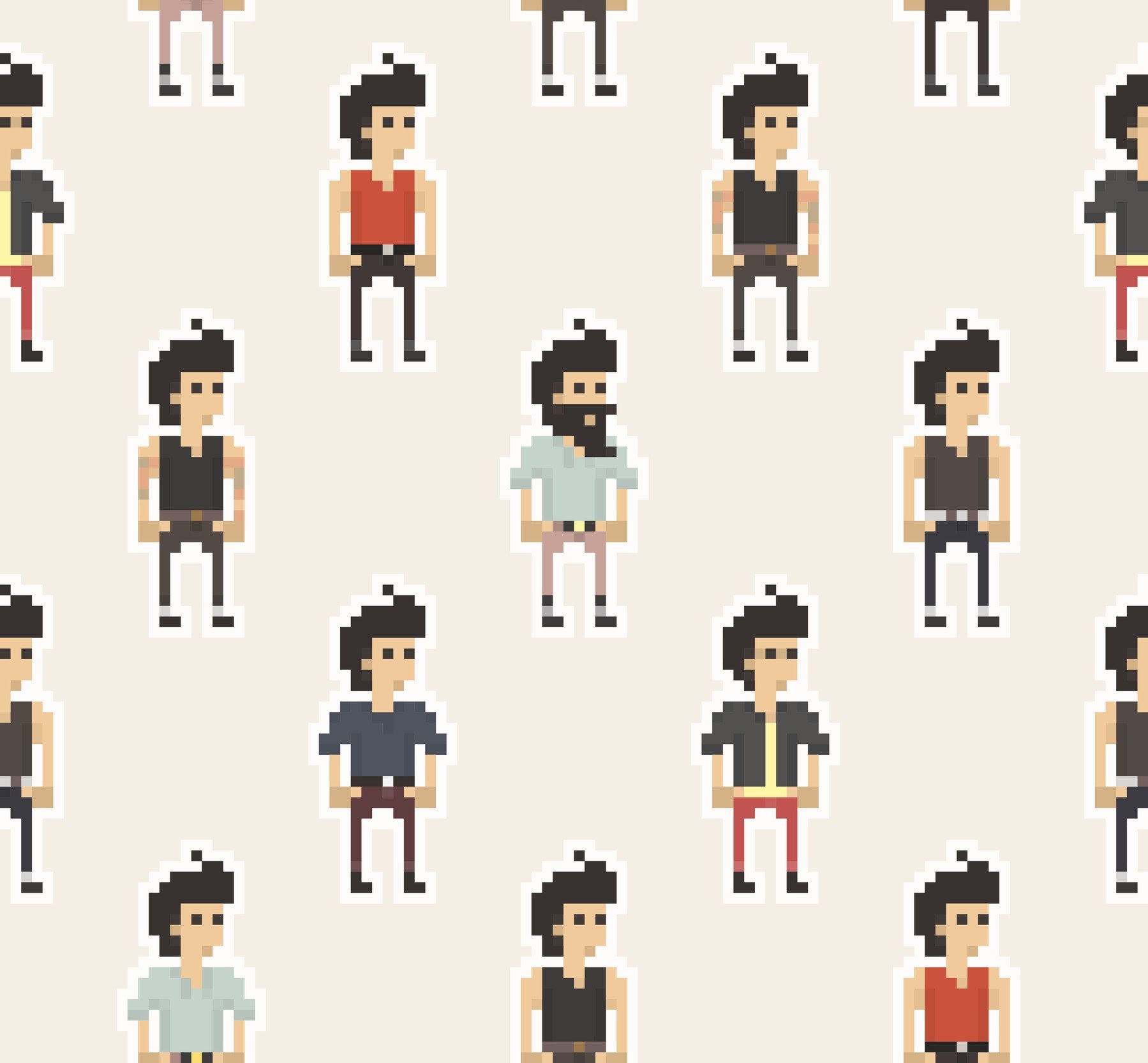 pixel seamless pattern of boys