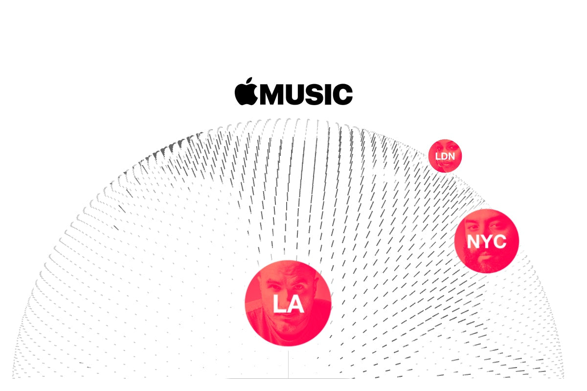 apple music global with london la nyc red dots