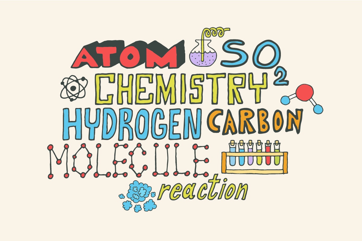 chemical reaction , test tubes and molecule structures