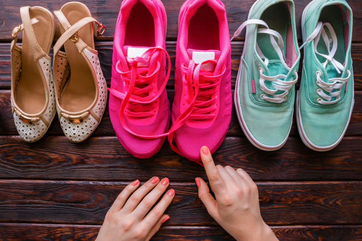 Girl selecting shoes