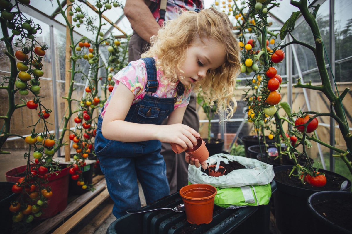 Little girl gardening