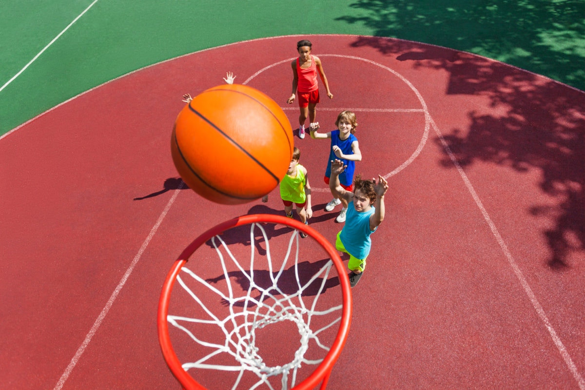 Children playing basketball