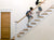 Blurred view of  kids climbing stairs