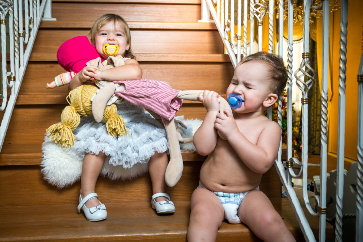 Children sitting on stairs