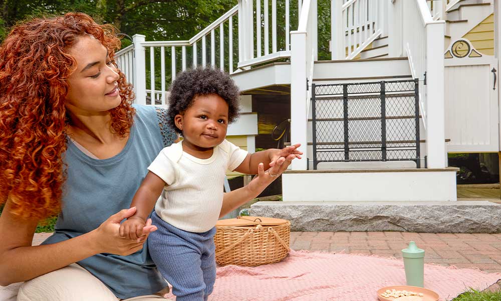 mother with child outside